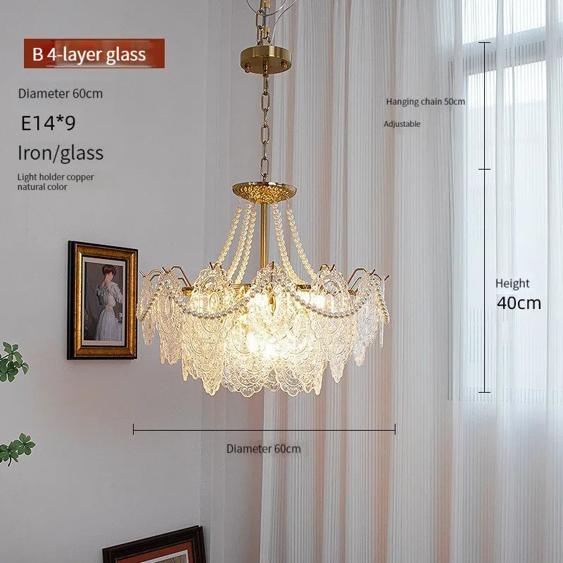 Afralia™ Metal Art Glass Chandelier Pendant Light for Modern Living Room Kitchen Decoration