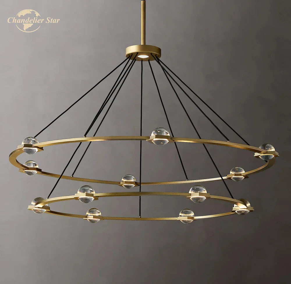 Afralia™ Éclatant Two-Tier Round Crystal Chandelier for Living & Dining Room