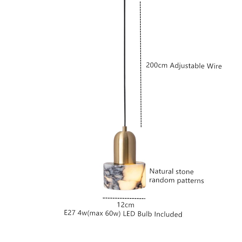 Afralia™ Natural Stone LED Pendant Light with Random Patterns - LED Bulb Included