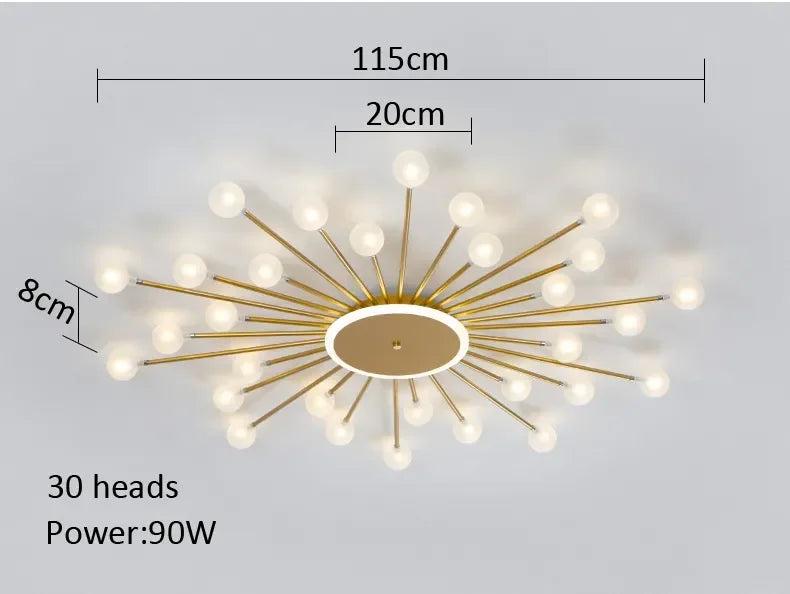 Afralia™ Glass Ceiling Chandelier LED Light Fixture for Living Room Bedroom Kitchen