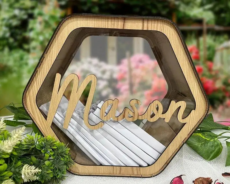 Rustic Wooden Wedding Card Box by Afralia™ - Personalized Envelope Keepsake & Money Holder