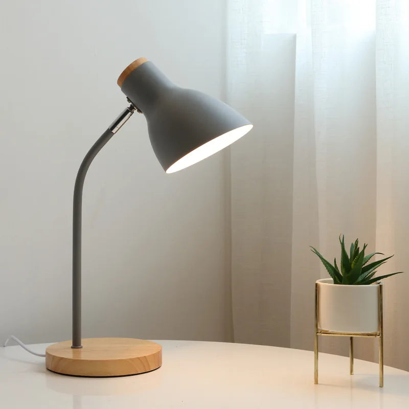 Afralia™ Nordic Wooden Desk Lamp - Modern, Simple, Creative, Eye Protection for Bedroom.