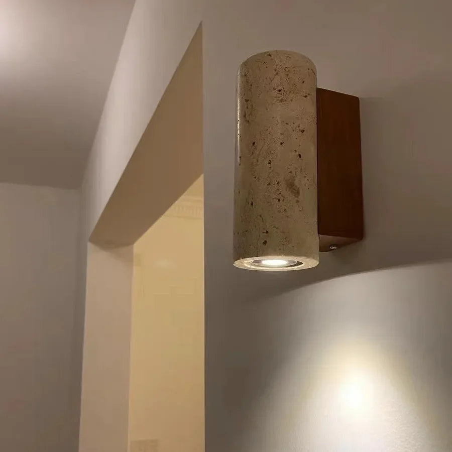 Afralia™ Travertine Natural Stone Wall Sconce Light with E27 Bulb