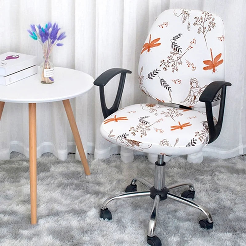 Afralia™ Printed Spandex Chair Cover: Universal Office Chair Protector for Comfort and Style
