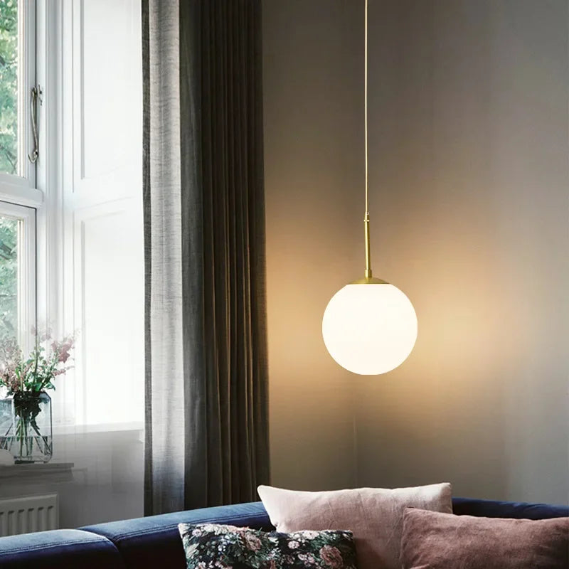 Afralia™ LED Glass Ball Chandelier: Modern Nordic Lights for Dining Room, Restaurant, Bar