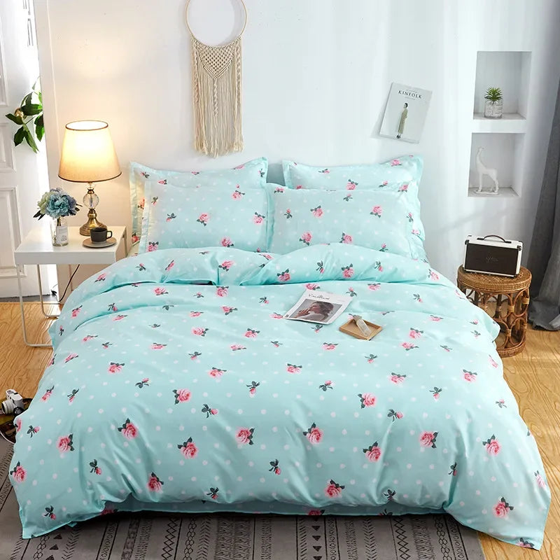 Afralia™ Cartoon Print Bedding Set - Queen/King Size Duvet Cover, Sheets, Pillowcases