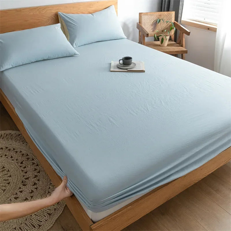 Afralia™ Cotton Fitted Sheet with Elastic Bands for Single Double King Queen Bed