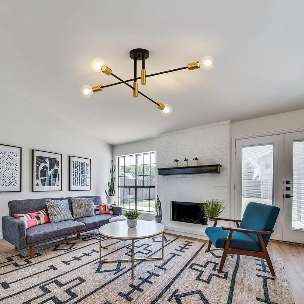 Afralia™ Nordic LED Ceiling Lights: Brushed Antique Gold Semi Flush Mount Lamps, Indoor Lighting Fixtures