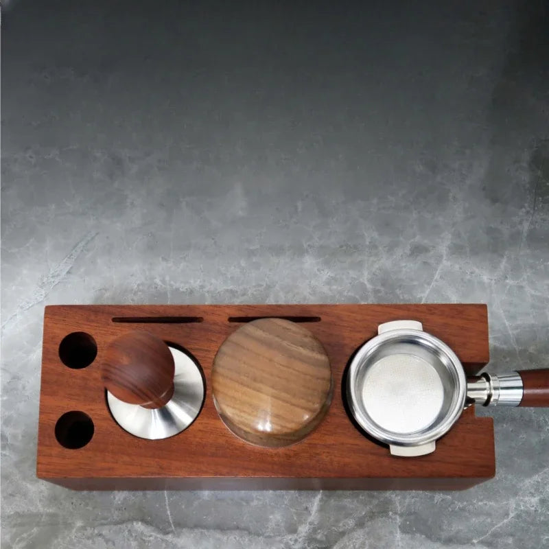 Afralia™ Wooden Coffee Tamper Stand for Barista Station, 51mm Holder, 54mm Tools