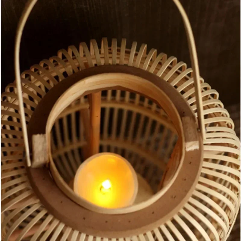 Bamboo Weaving Candlesticks by Afralia™ - Chinese Style Decorative Lanterns for Home and Hotel