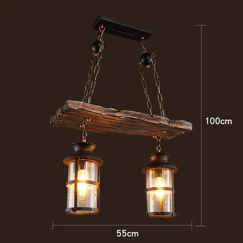 Afralia™ Vintage Wood E27 LED Ceiling Chandelier Luminaires