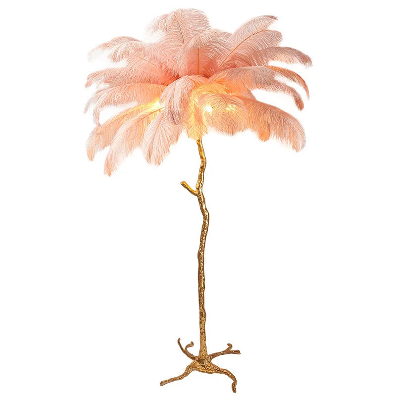 Afralia™ Elegant Feather Floor Lamp with Adjustable Bulbs for Stylish Home Decor