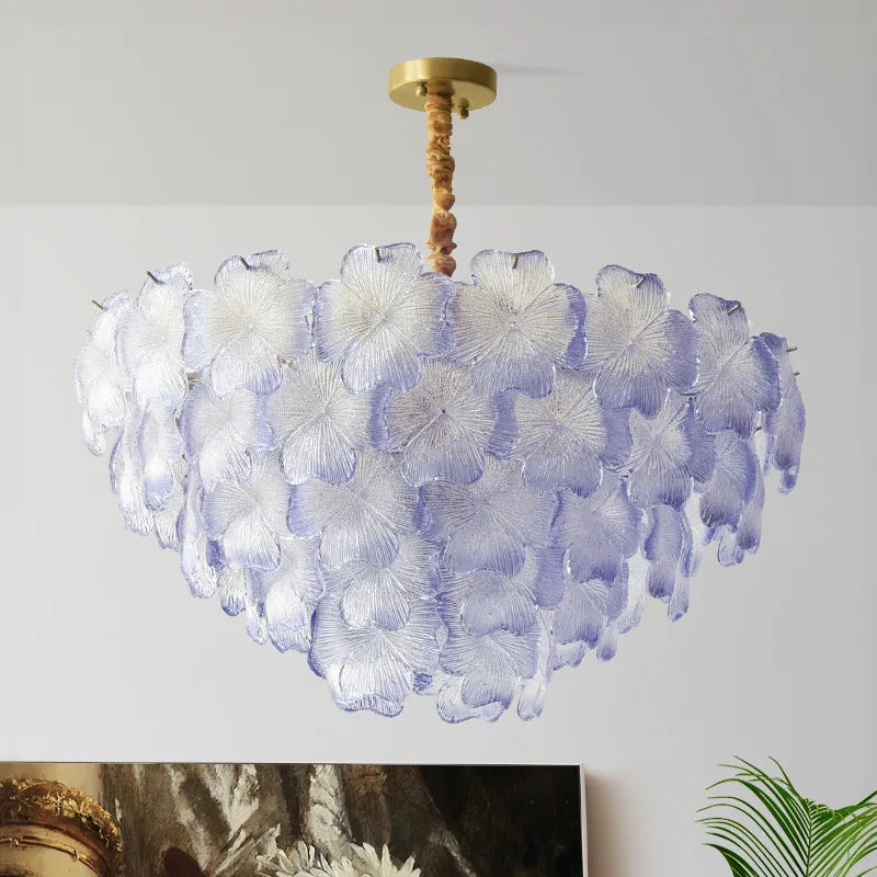Afralia™ Crystal Glass Flower Chandelier - Modern French Style for Living Room, Bedroom, Dining Room