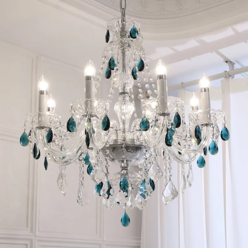 Afralia™ Blue Crystal Chandelier: Luxury E14 Pendant Lights for Living Room and Bedroom