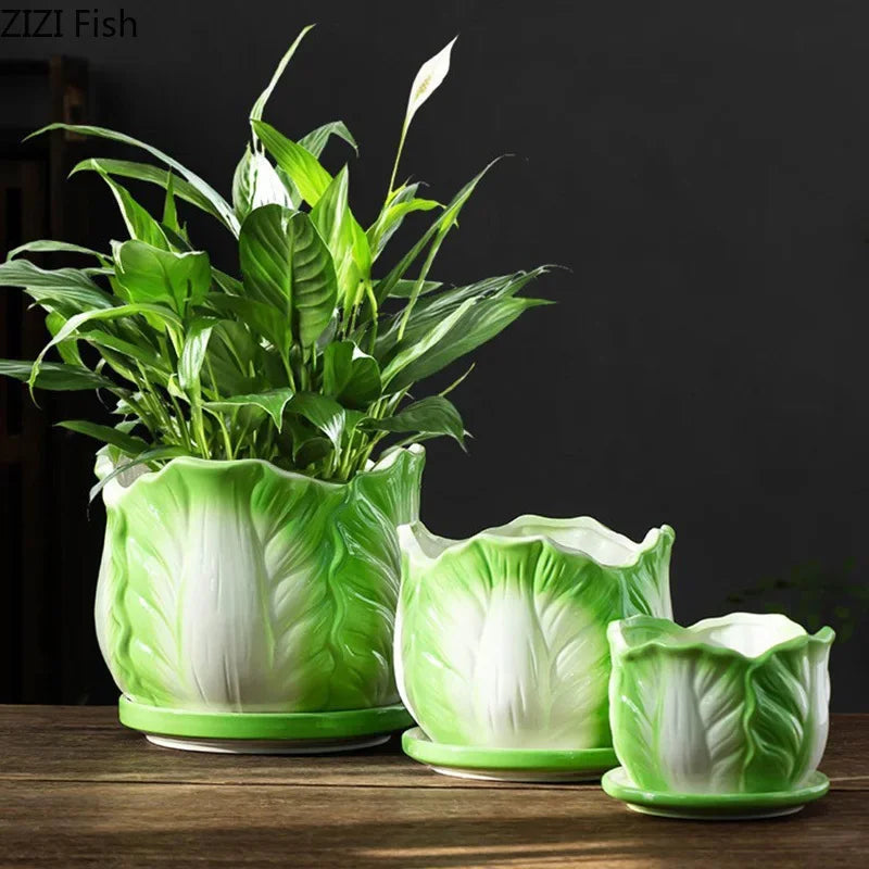 Afralia™ Chinese Cabbage Ceramic Vase: Table Decoration, Flowers Arrangement, Room Aesthetic Decor