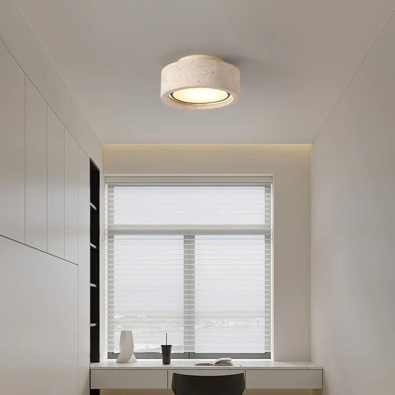 Afralia™ Yellow Travertine LED Ceiling Lamp Art Decoration for Home Lighting