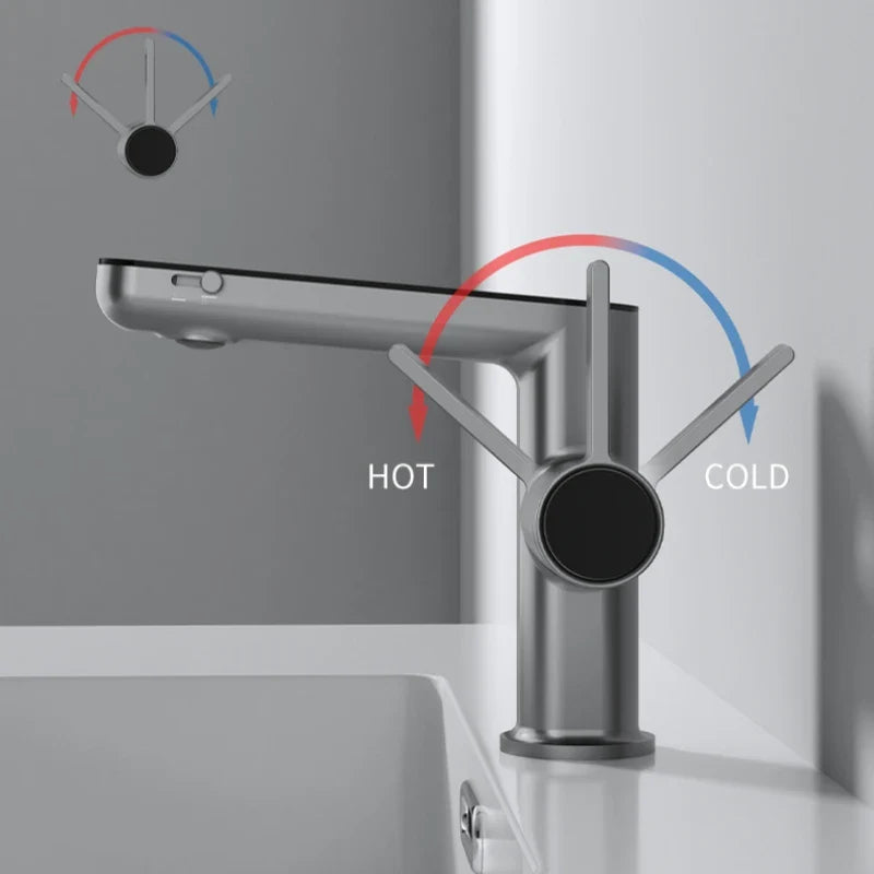 Afralia™ LED Digital Display Basin Faucet, Hot Cold Water Mixer Tap, 2 Modes