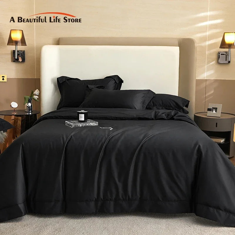 Afralia™ Luxury 1400TC Egyptian Cotton Bedding Set in Silky Black