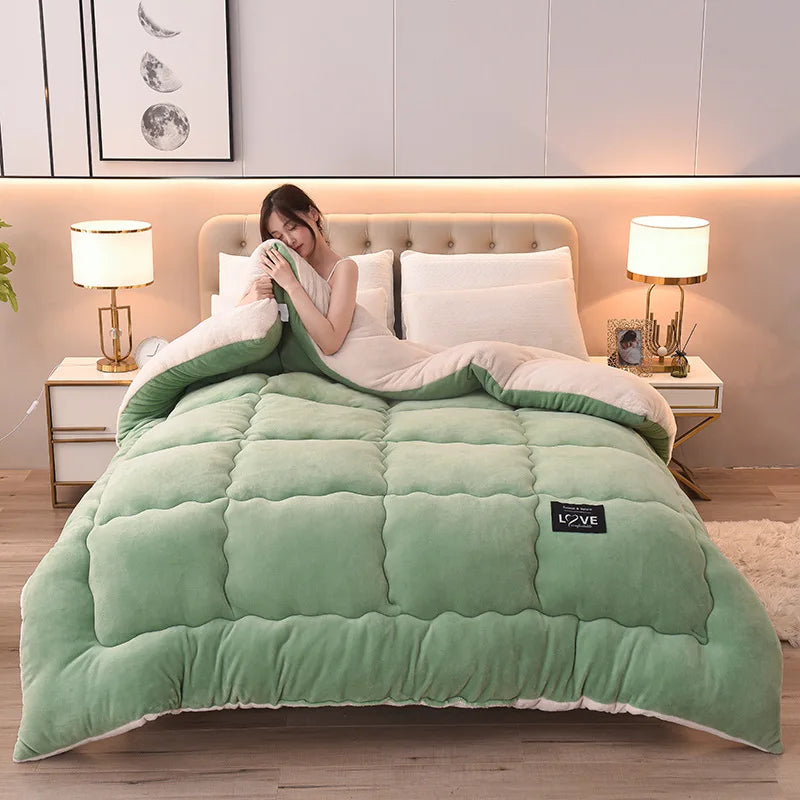 Afralia™ Milk Cashmere Lamb Wool Quilt: Soft & Warm Bedding for Winter, Spring, and Autumn.