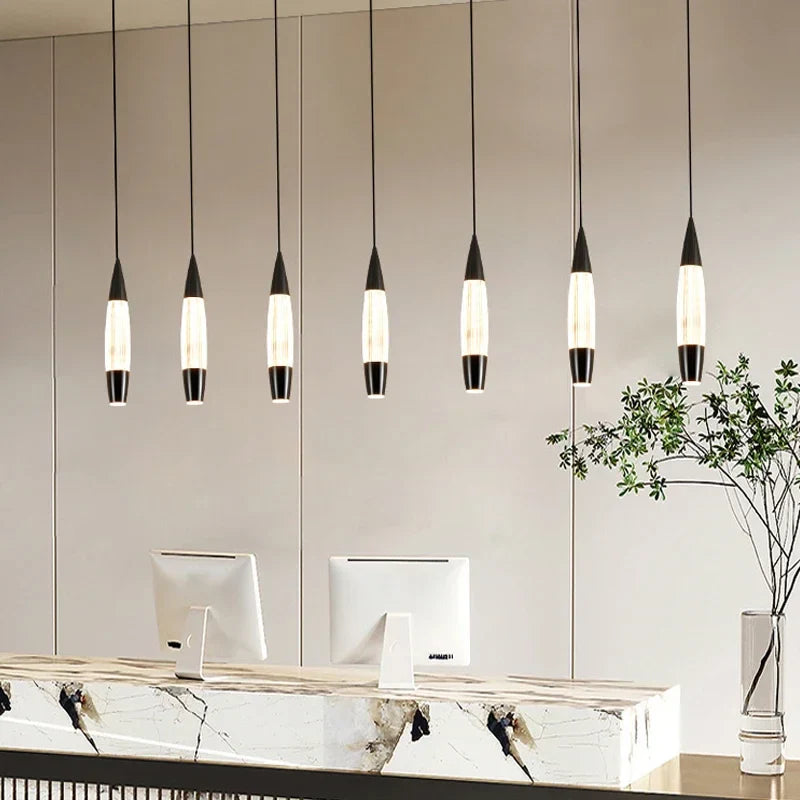 Afralia™ Modern LED Staircase Chandelier in Black Gold Finish