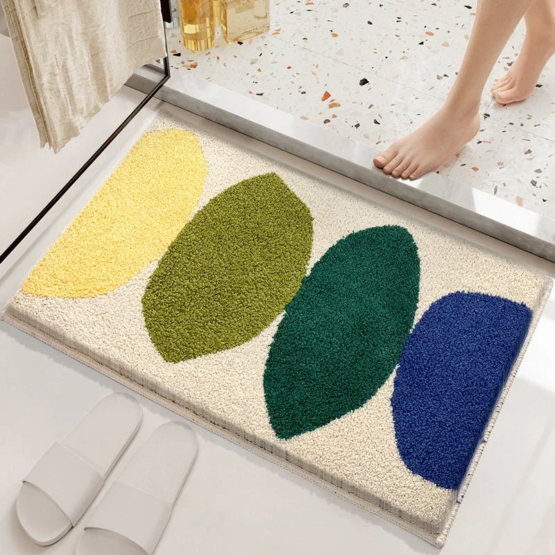Afralia™ Flocked Thickened Bathroom Door Rug Super Absorbent Anti-Slip Soft Carpet