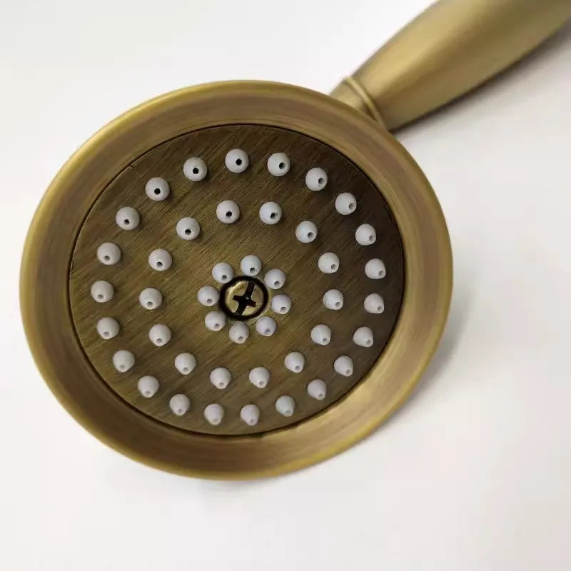 Afralia™ Antique Gold Handheld Shower Head with Holder and Plumbing Hose