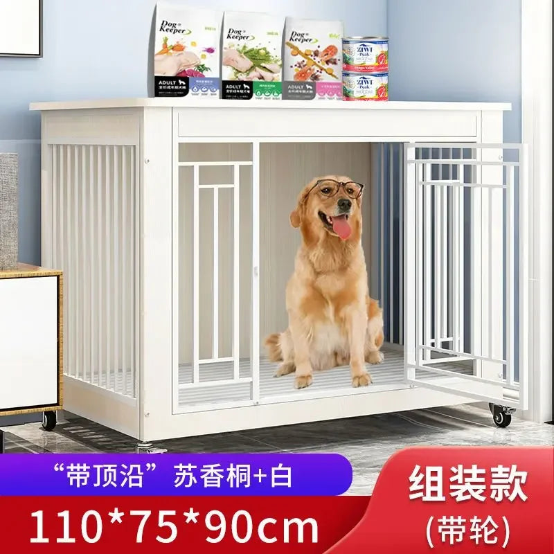 Afralia™ Large Wood Dog Cage House | Indoor Solid Wooden for Big Dogs