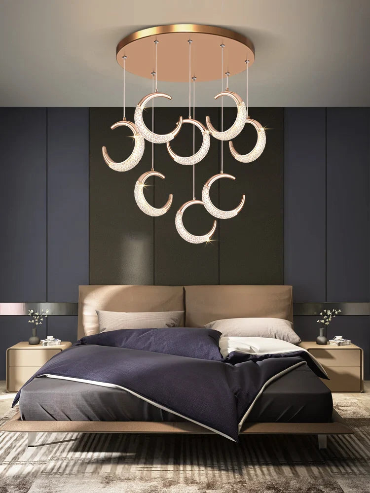 Afralia™ Moon Chandelier Stair LED Lighting for Elegant Indoor Spaces