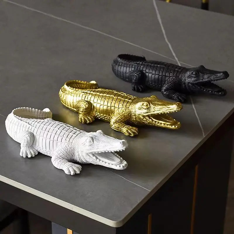 Afralia™ Crocodile Wildlife Sculpture Statue Decor for Home Interiors & Desk Display