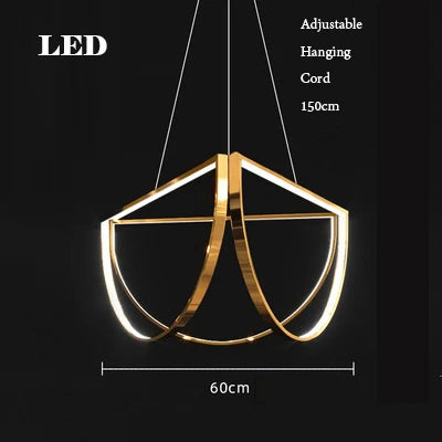 Afralia™ Black Gold Geometric LED Chandelier - Postmodern Indoor Hanging Lamps for Living Room