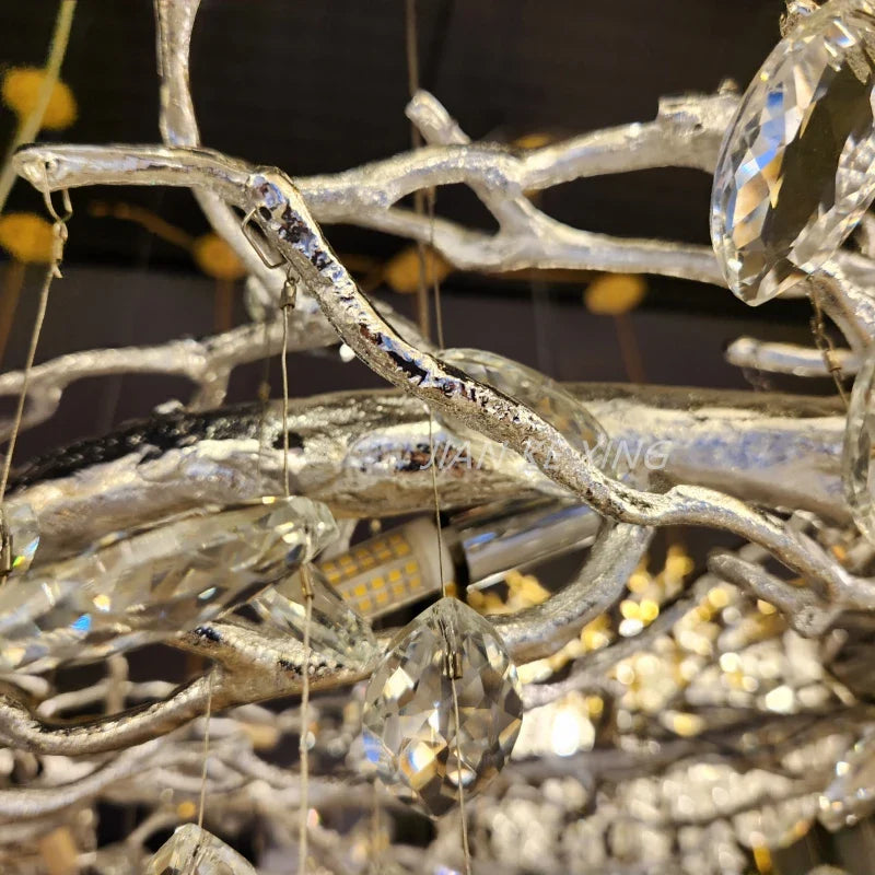 Afralia™ Nano Crystal Chandelier Horse Eye Pendant LED Lighting for Luxury Living Room & Hall