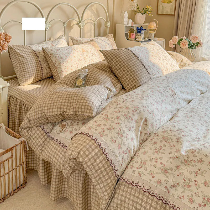 Afralia™ Flower Print Cotton Bedding Set: High Quality, Cozy, All Seasons Comforter Kit