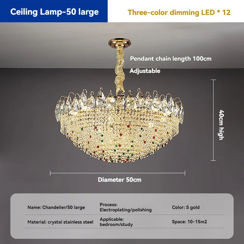 Afralia™ French Crystal Chandelier Creamy Style Modern Living Room Lighting