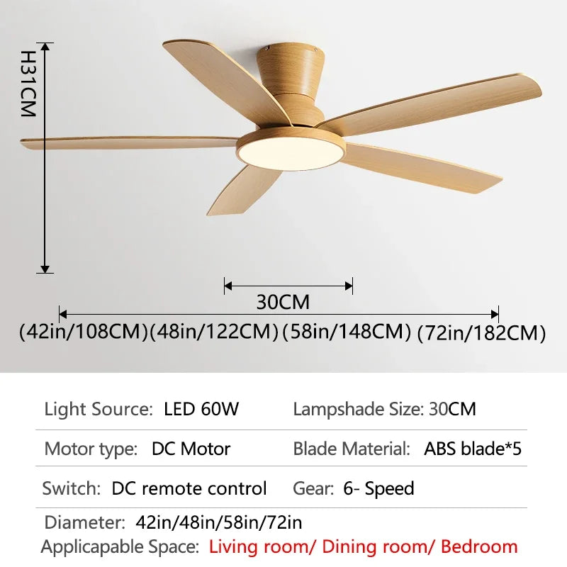 Afralia™ 72" DC Ceiling Fan Light Remote Control Strong Winds Living Room Mute Chandelier