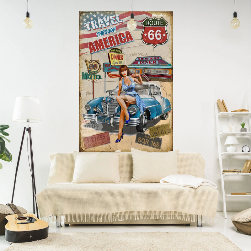 Afralia™ Vintage Cars Tapestry Wall Hanging for Home Decor