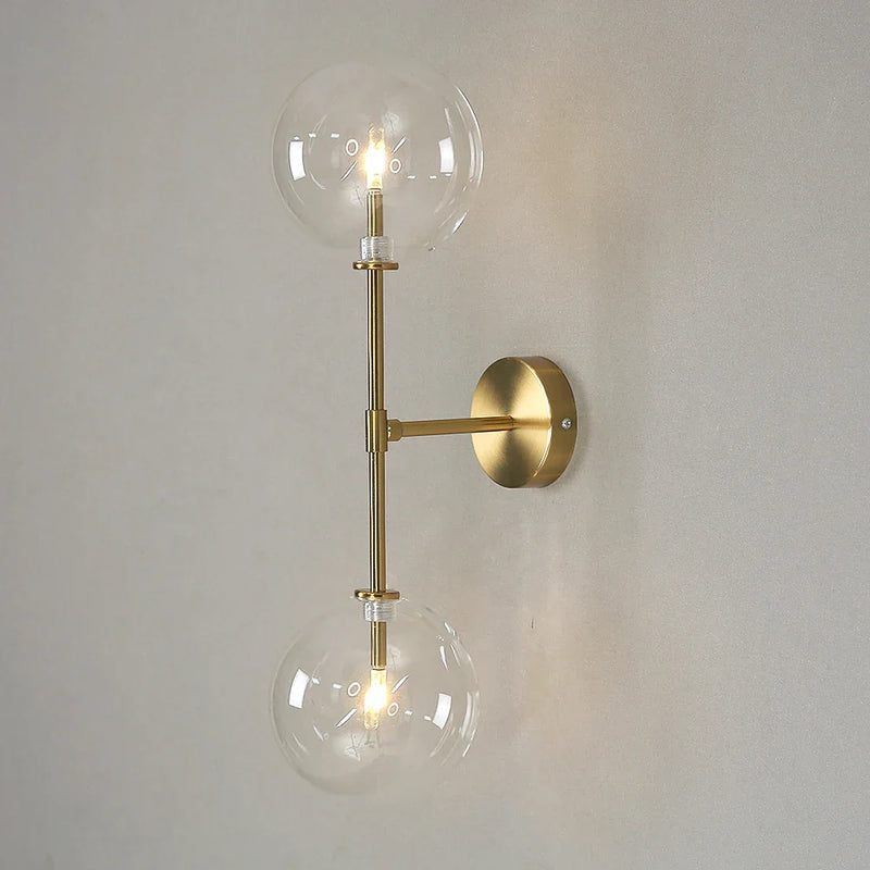 Afralia™ Retro Round Glass Ball Wall Lamp Nordic Design for Hotel Background Mirror Lighting