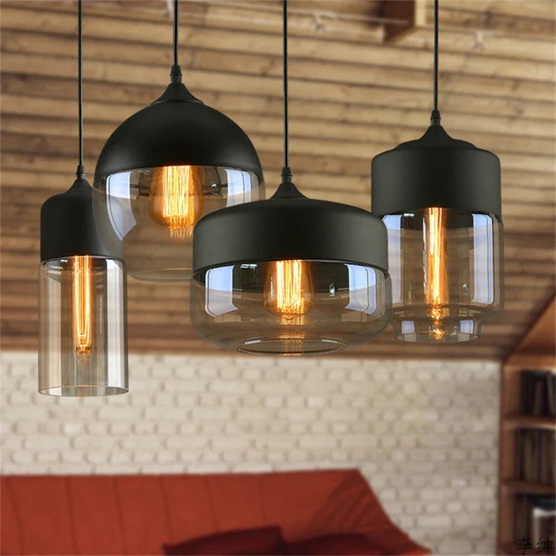 Afralia™ Nordic Modern LED Pendant Lights Wood Color Glass Hanging Lamp