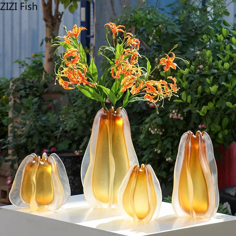 Afralia™ Carambola Glass Vase: Stylish Floral Table Decoration & Room Accent