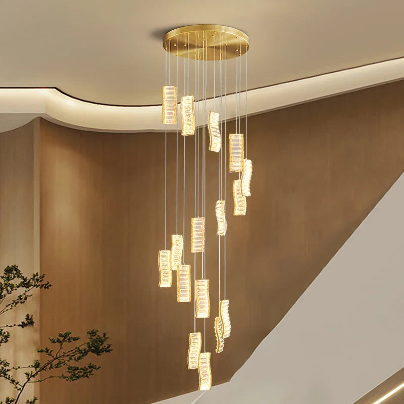 Afralia™ Deluxe Crystal Spiral Slinglights for Hotel Lobby, Dining Room Decor