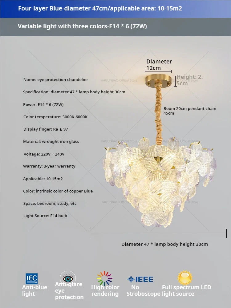 Afralia™ Glass Flower Princess Room LightLux Postmodern French Cream Wind Lamp