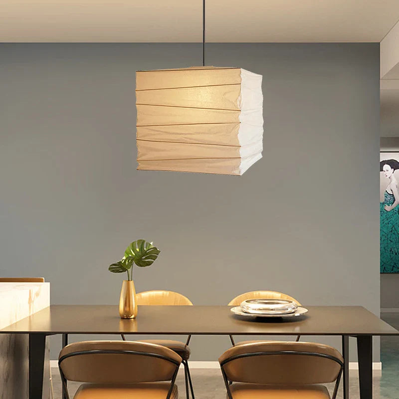 Afralia™ Cube Rice Paper Pendant Lamp for Living Room Bedroom Cafe