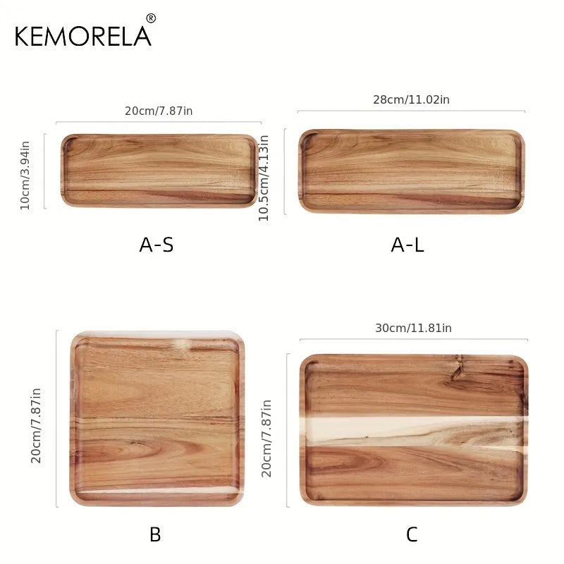 Afralia™ Acacia Wood Coffee Tray | Versatile Food Serving Tray for Desserts and Tea