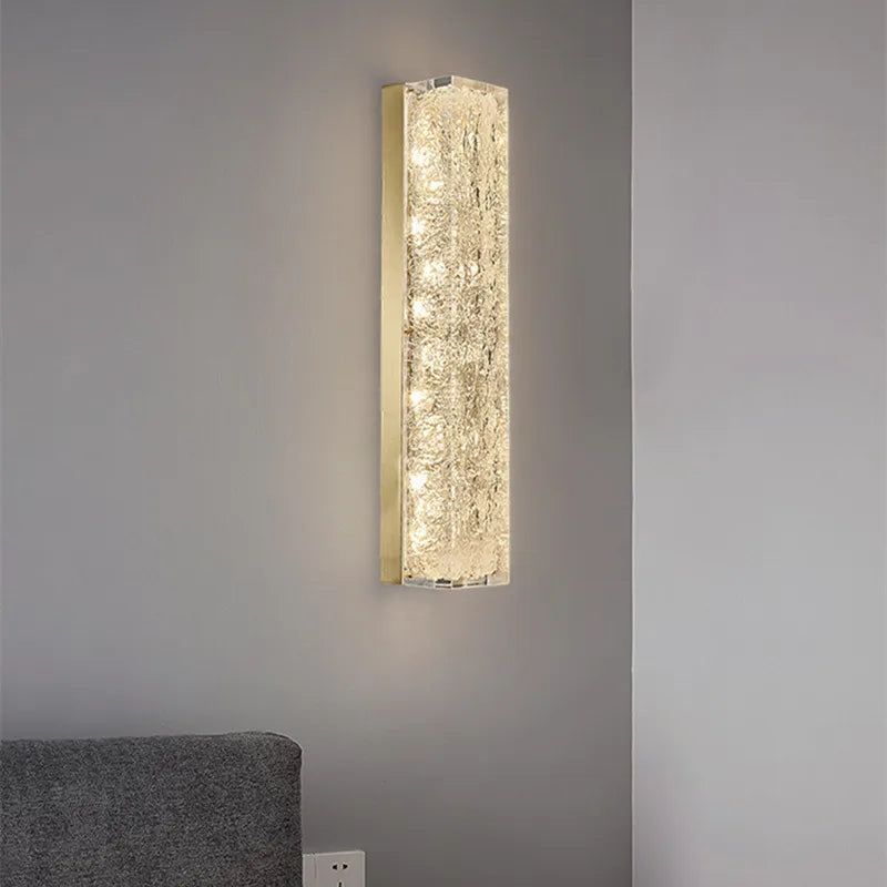 Afralia™ Copper Crystal LED Wall Lamp for Living Room, Postmodern Bedside Light