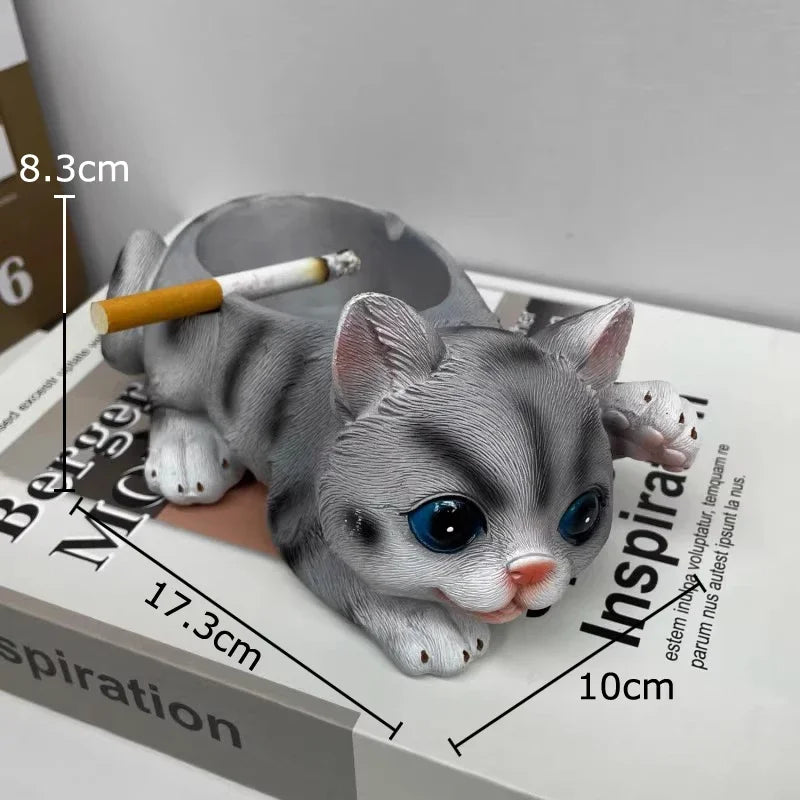 Afralia™ Puppies Kittens Ashtray: Stylish Home Office Smoking Accessories Resin Crafts Gift