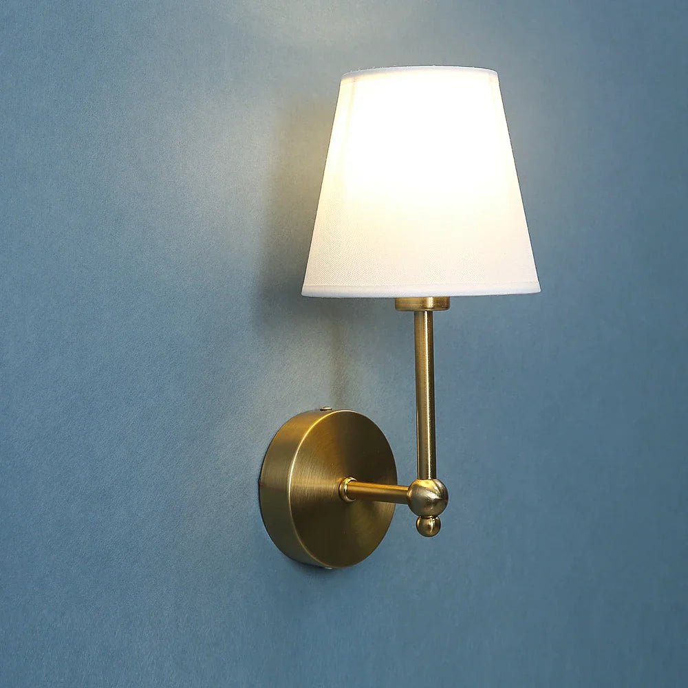 Afralia™ Retro Industrial Wall Lamp with Fabric Lampshade for Bedroom Night Light