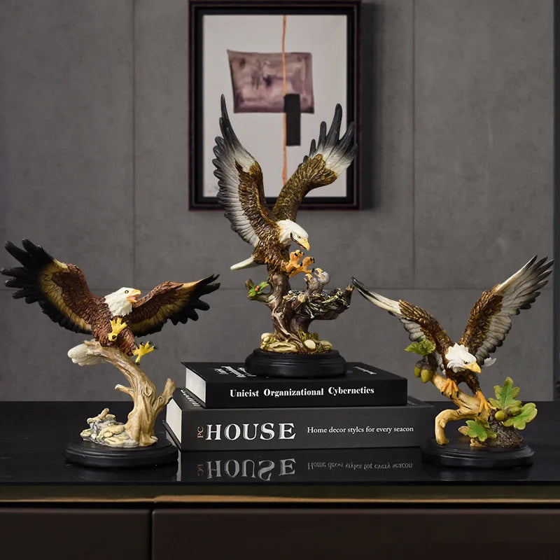 Afralia™ Resin Bald Eagle Sculpture - Simulated Bird Home Decor Figurine