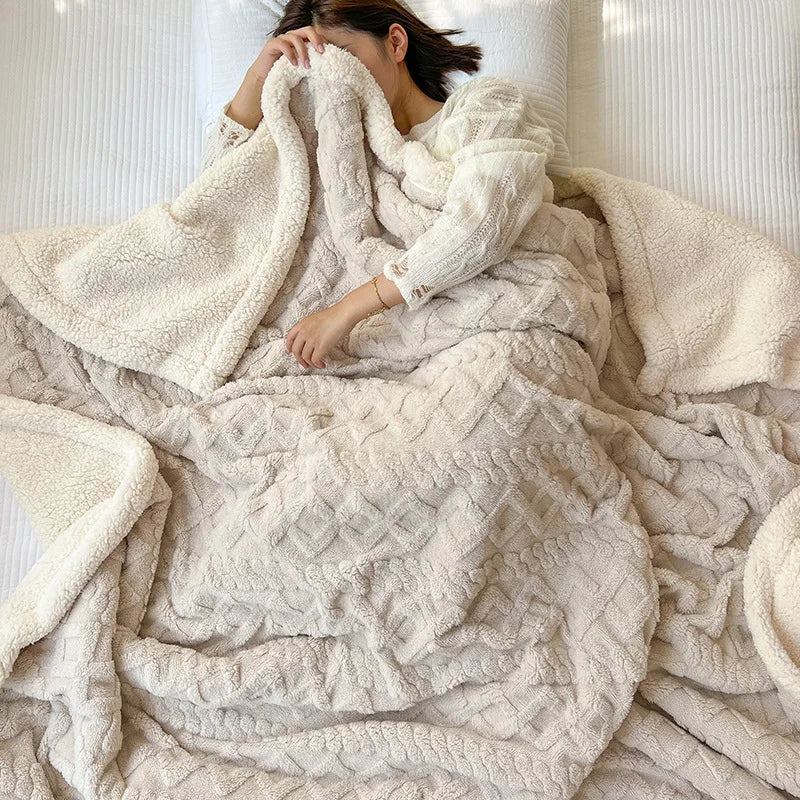 Afralia™ Winter Jacquard Taffeta Fleece Blanket for Office Living Room Sofa