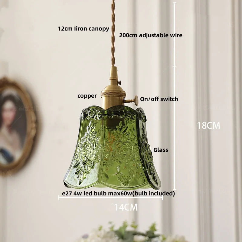 Afralia™ Nordic Flower Glass LED Pendant Lamp in Walnut Gold Copper Wood for Home Decor