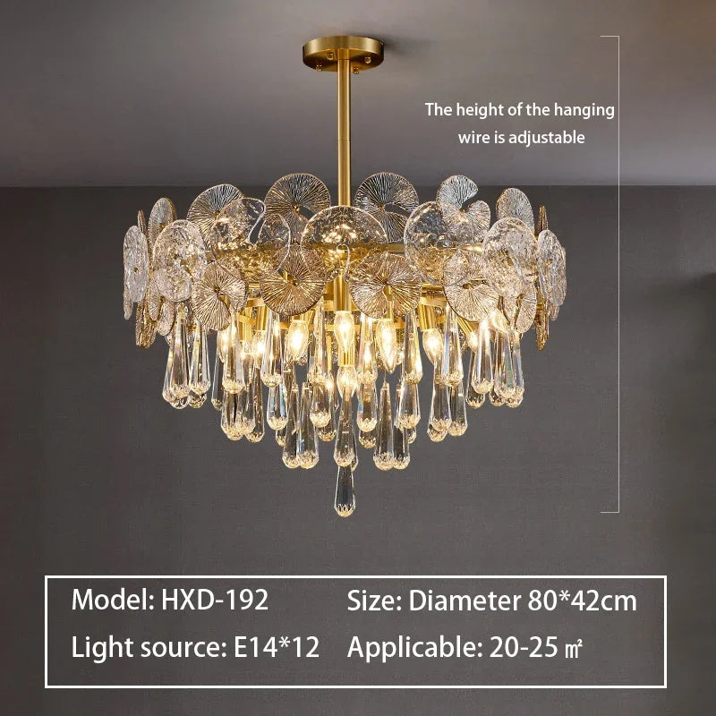 Afralia™ Crystal Chandelier: Modern Glass Pendant Lights for Living Room Dining Bedroom