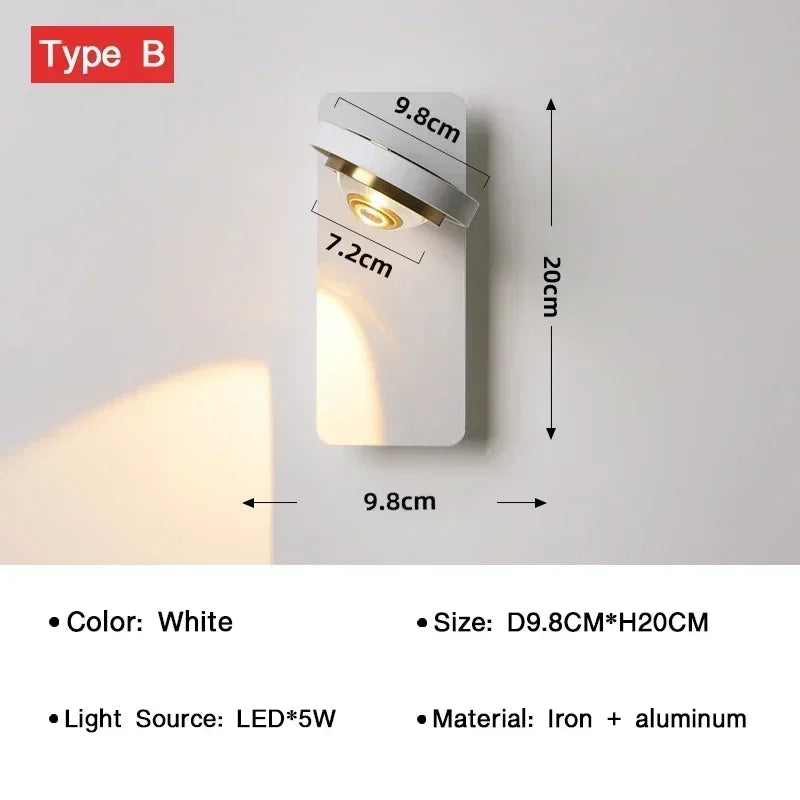 Afralia™ LED Rotatable Wall Lamp for Bedroom Living Room - Modern Indoor Wall Sconces